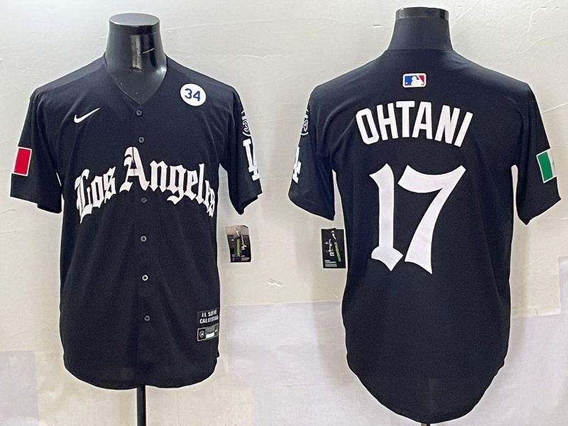 Men Los Angeles Dodgers #17 Ohtani Black Five generations Joint Name 2025 Nike MLB Jersey style 9->los angeles dodgers->MLB Jersey